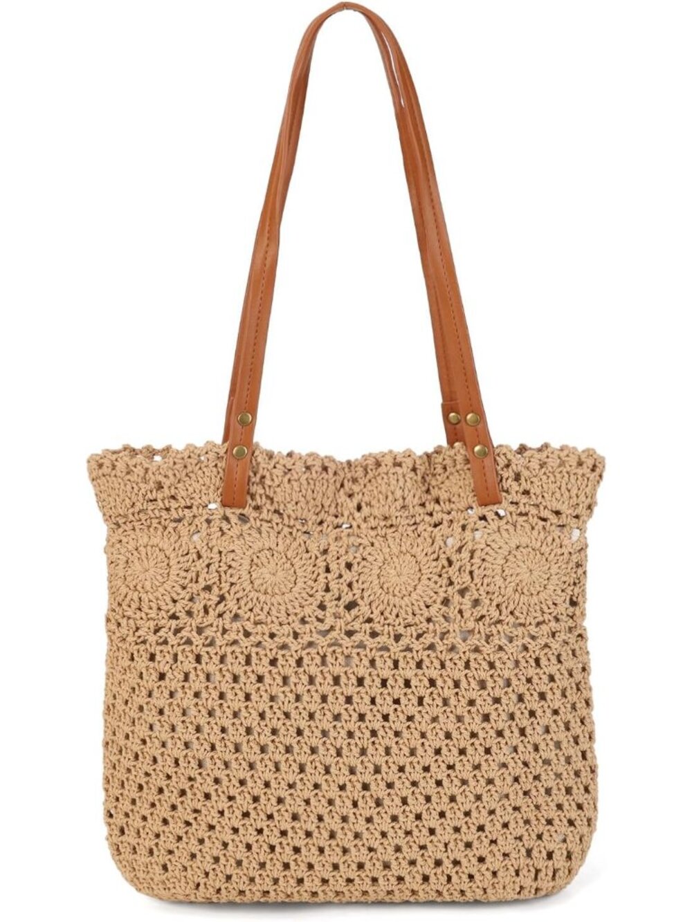 Womens Straw Woven Shoulder Bag Boho Purses for Summer Vacation